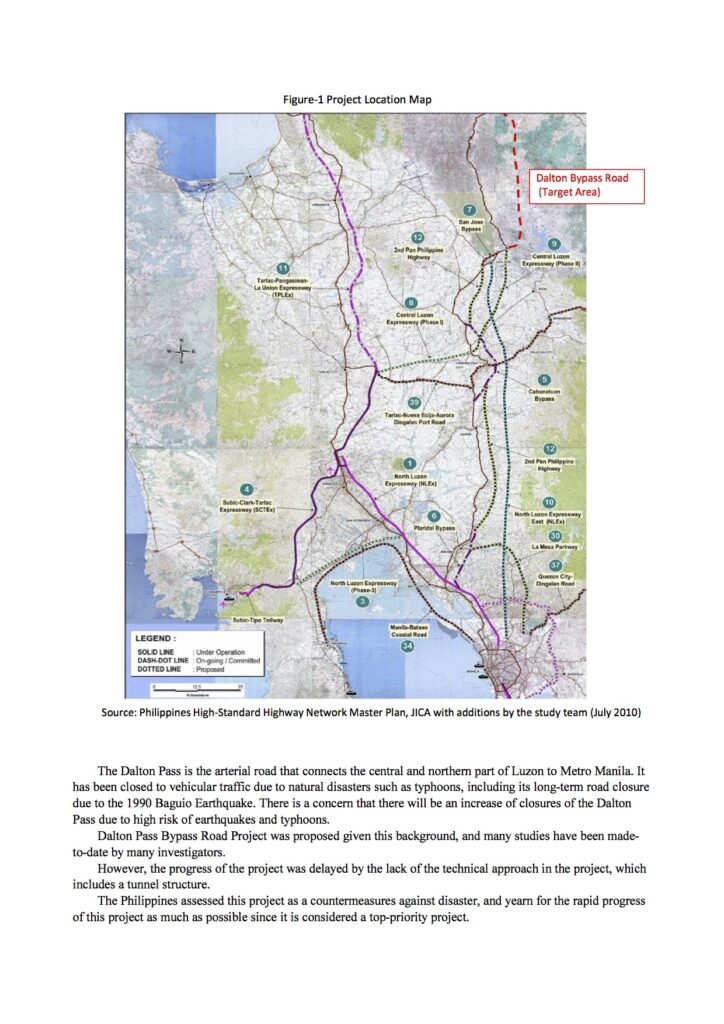 -Philippines- The Feasibility Study on the Dalton Pass Bypass Road Construction Project